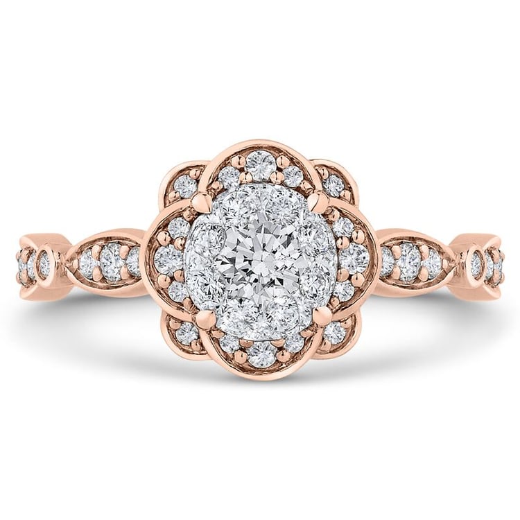 Diamantový květ ve zlatém zásnubním prstenu 46398