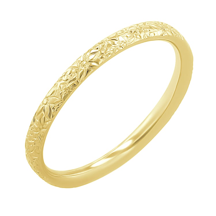 Snubní prsteny s ruční rytinou květin Willis 117257