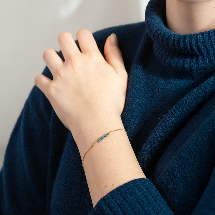 Zlatý náramek s modrými nebroušenými diamanty Wiul 150652