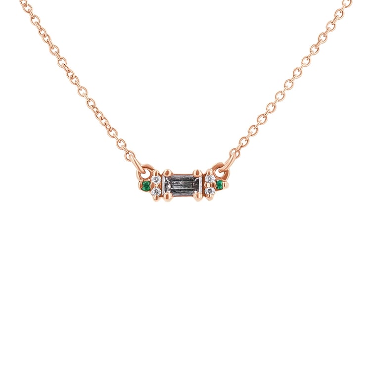 Náhrdelník se salt and pepper diamantem, smaragdy a moissanity Matilda 130294
