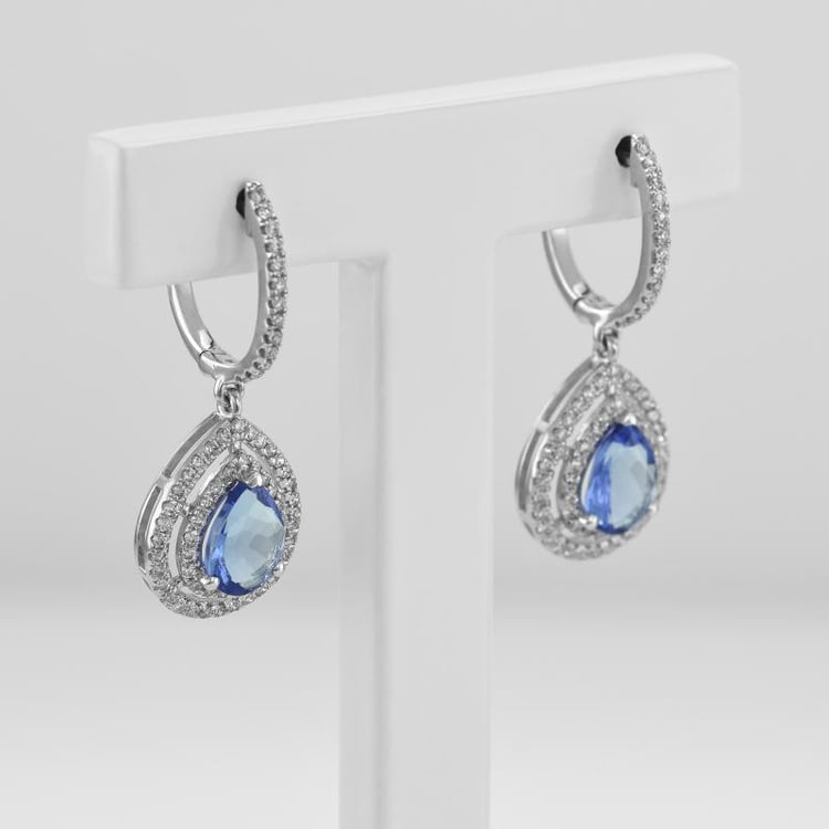 Zlaté tanzanitové náušnice 9795