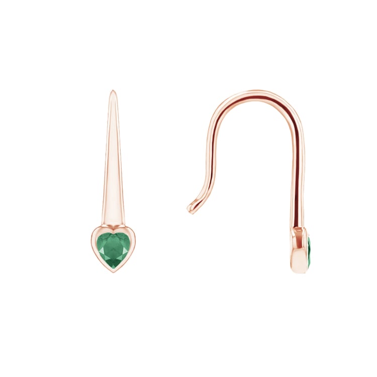 Visací náušnice se smaragdovými srdíčky Levy 144770