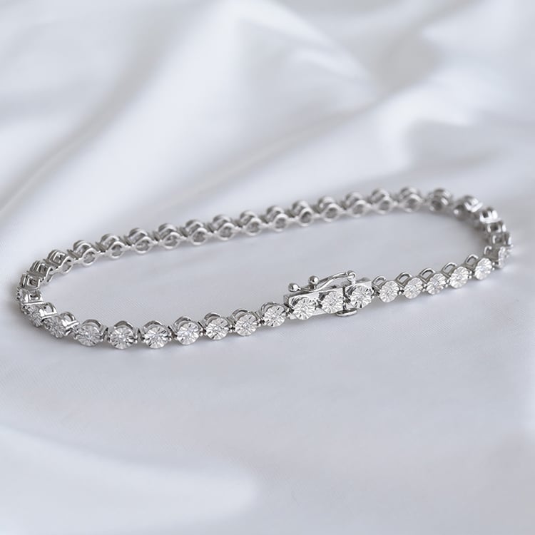 Stříbrný náramek s třpytivými lab-grown diamanty Jago 108033