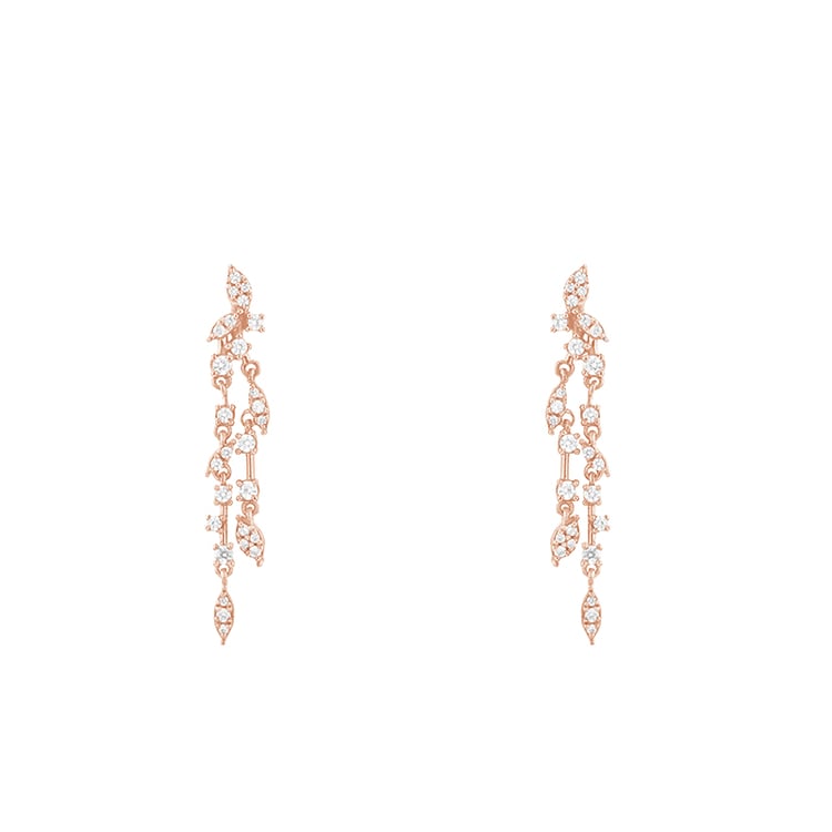 Visací diamantové náušnice z růžového zlata 85414