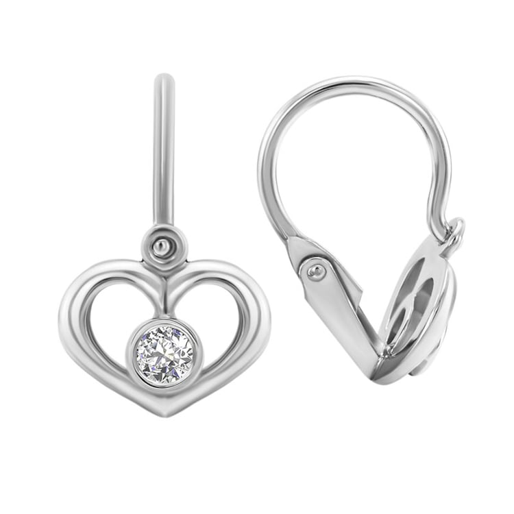 Dětské náušnice s diamanty ve tvaru srdce 30941