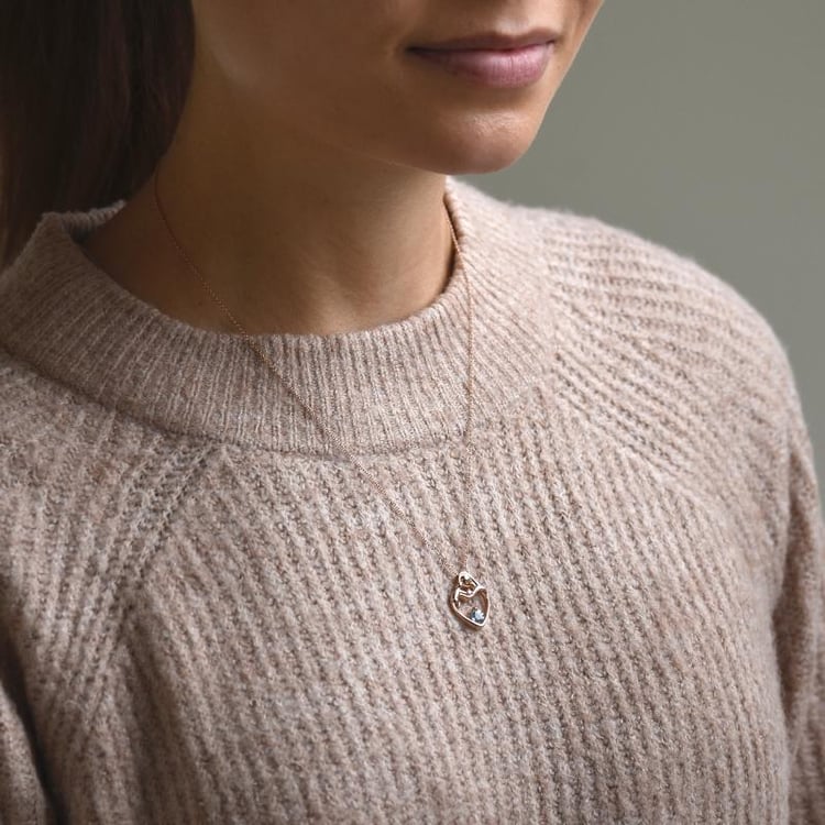 Přívěsek matka a dítě s akvamarínem a diamantem 51723