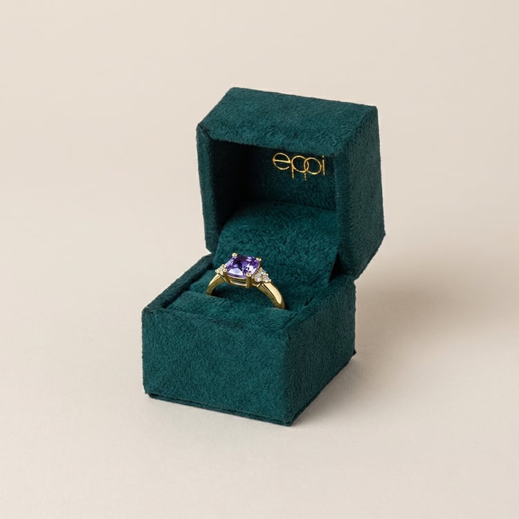 Rozvodový zlatý prsten s tanzanitem a diamanty Hal 165773