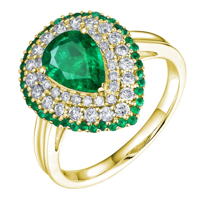 Zlatý prsten plný smaragdů a diamantů Sazes 147573