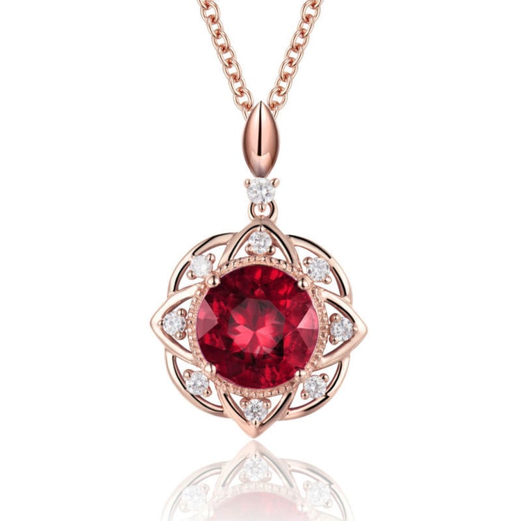 Zlatý náhrdleník s rubínem a diamanty Riane