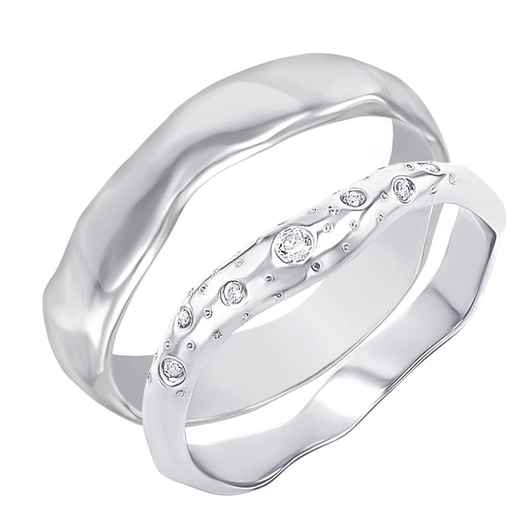 Nepravidelné zlaté snubní prsteny s diamanty Parnell