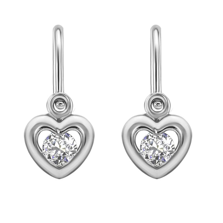 Zlaté dětské náušnice srdíčka s moissanity Aurora 105005