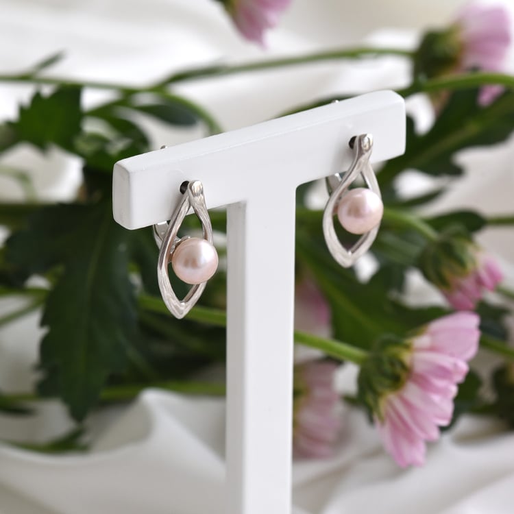 Stříbrné náušnice s levandulovými perlami 83472