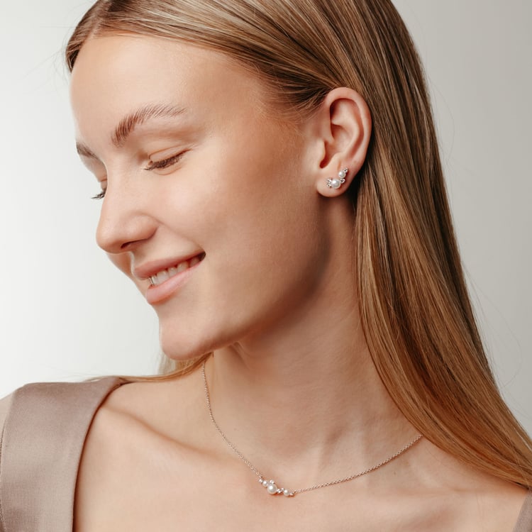 Stříbrný perlový náhrdelník s bílými topazy Tahira 163945