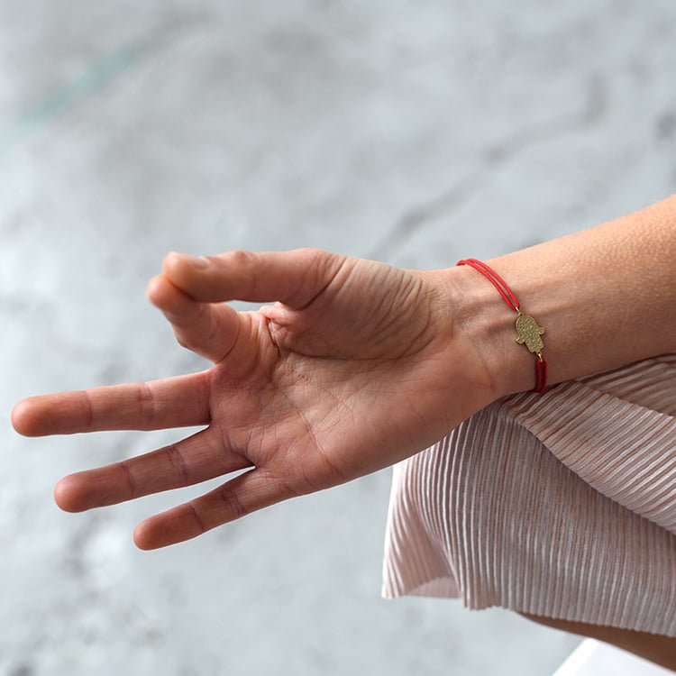 Šňůrkový jóga náramek se symbolem Hamsa 134180