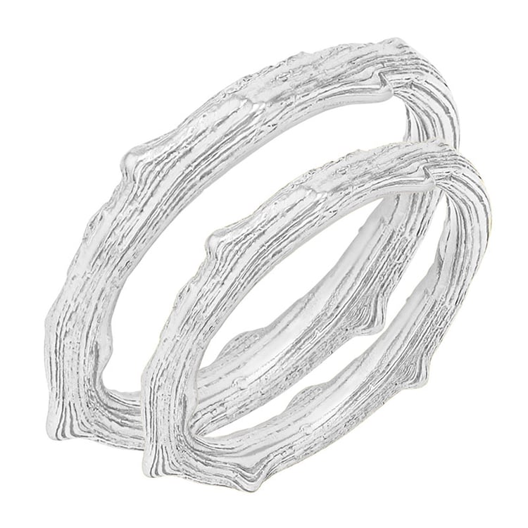 Snubní prsteny ve tvaru větviček z bílého zlata 81774