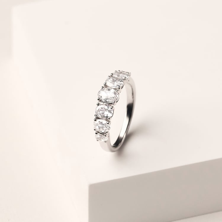 Zlatý prsten s oválnými přírodními diamanty Rasel 165481