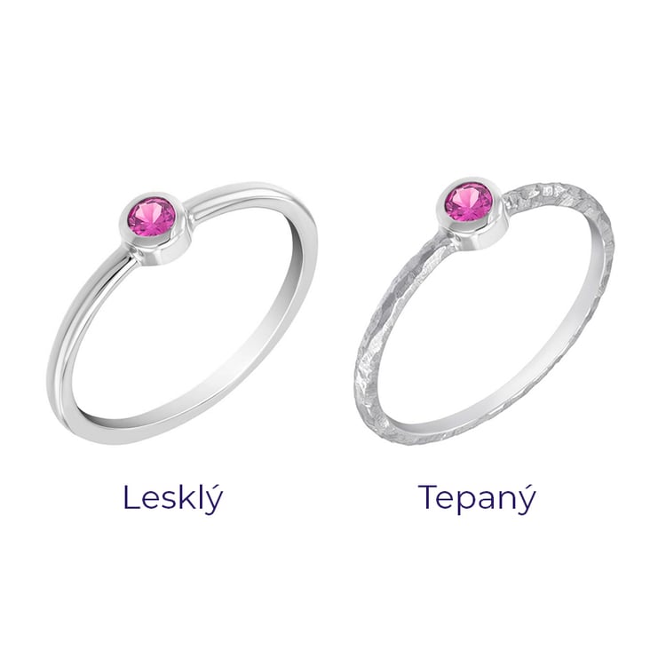 Zlatý minimalistický prsten s růžovým safírem Emilien 101745