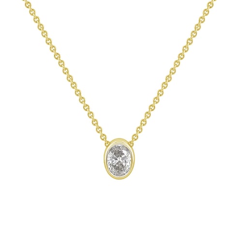Zlatý náhrdelník s 0.3ct GIA certifikovaným oval diamantem Mack
