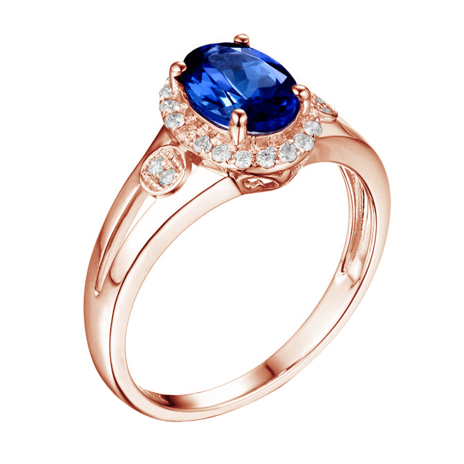 Tanzanitový prsten z růžového zlata 82369