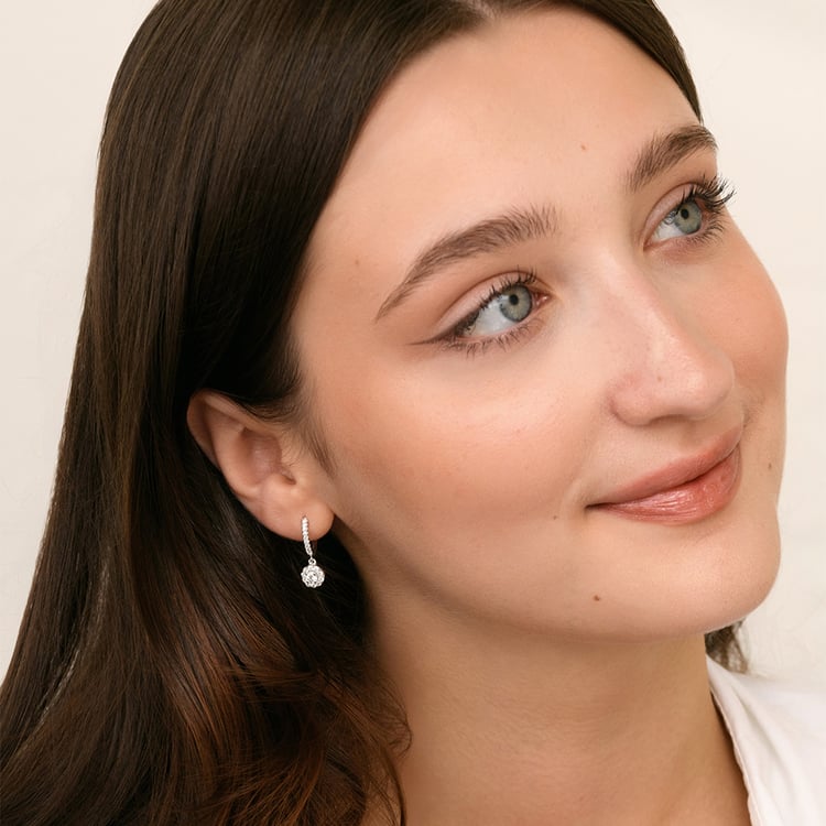 Stříbrné kruhové náušnice s přírodními diamanty 158709