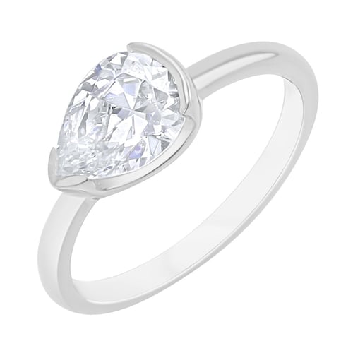 Zásnubní prsten s half-bezel pear diamantem Timarete