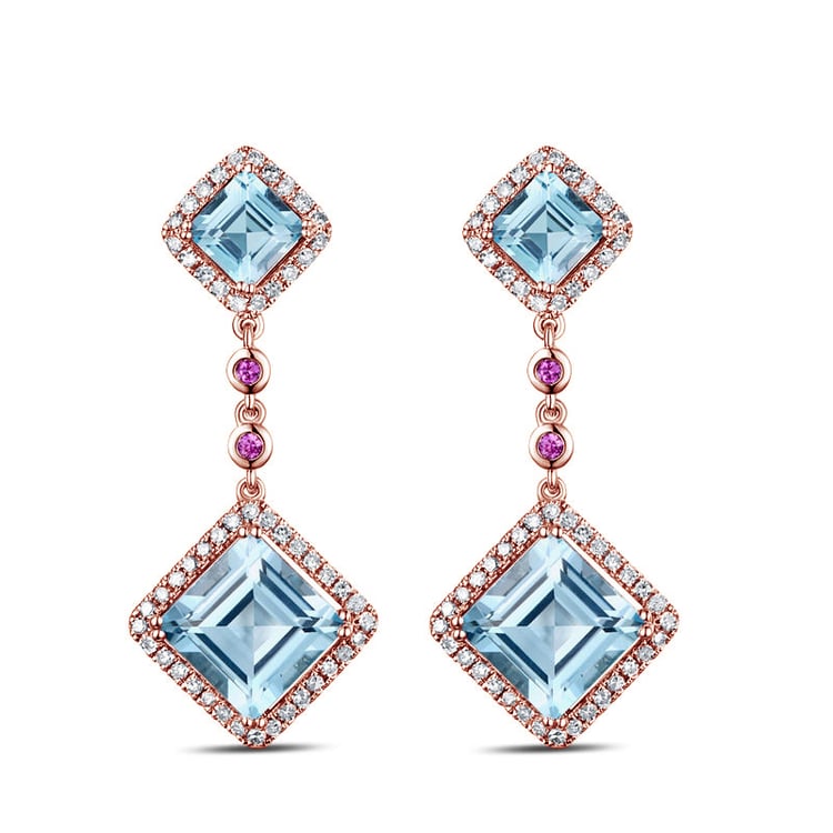 Zlaté náušnice s modrými topazy 84012