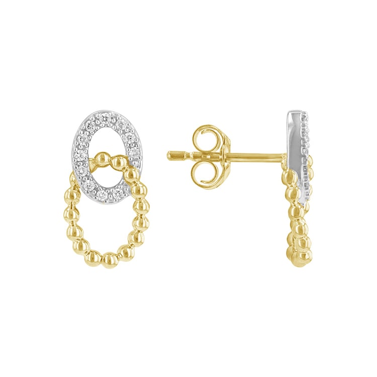 Proplétané náušnice s diamanty s vícebarevného zlata 85023