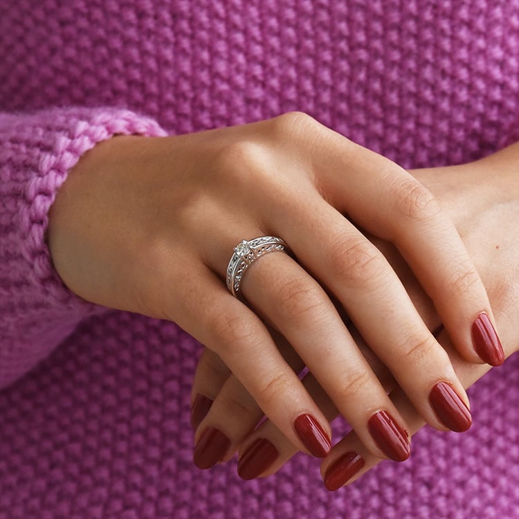 Zásnubní prsten z bílého zlata 70245