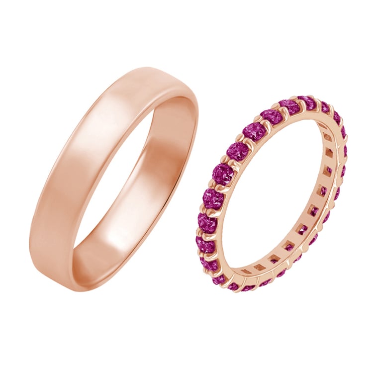 Dámský eternity prsten s rubíny a pánský komfortní prsten