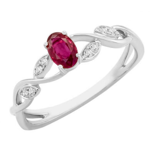 Zlatý prsten s rubínem a diamanty Ada
