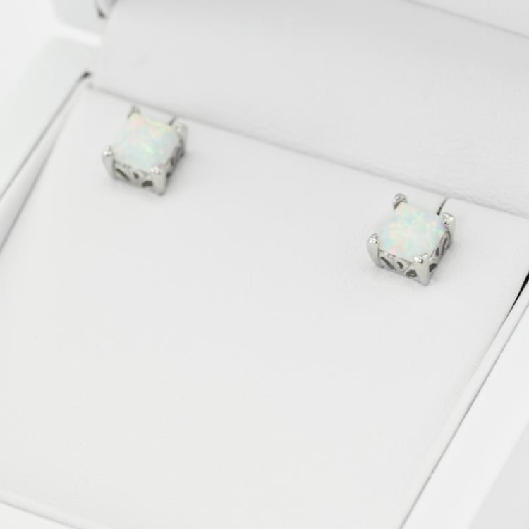 Náušnice s bílými opály 17906