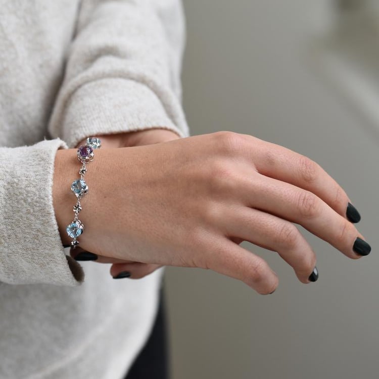 Náramek s topazy a ametystem 49976