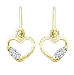 Zlaté náušnice pro děti ve tvaru srdce s bílými safíry Anastasia