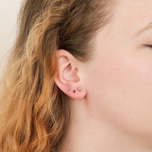 Zlatá piercing náušnice s rubíny Masha