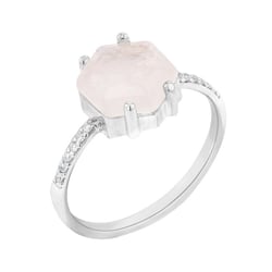 Zásnubní prsten s hexagon měsíčním kamenem a diamanty Carrie