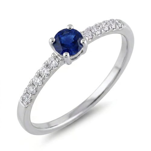 Stříbrný prsten s modrým safírem a postranními lab-grown diamanty Mikey
