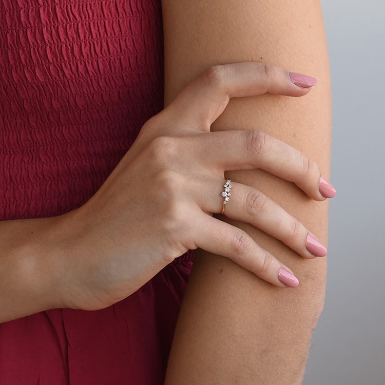 Zlatý cluster prsten s diamanty 127323