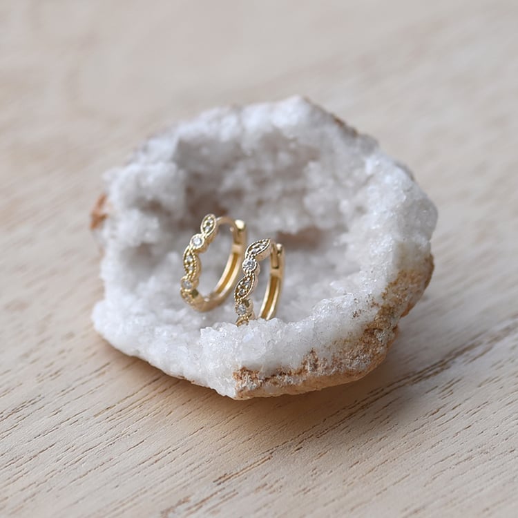 Stříbrné kruhové náušnice s lab-grown diamanty Veeti 104115