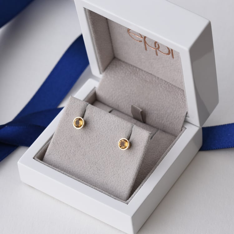 Stříbrné bezel náušnice s citríny Wetty 102778