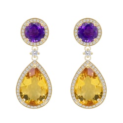 Náušnice s citríny a ametysty Mahal