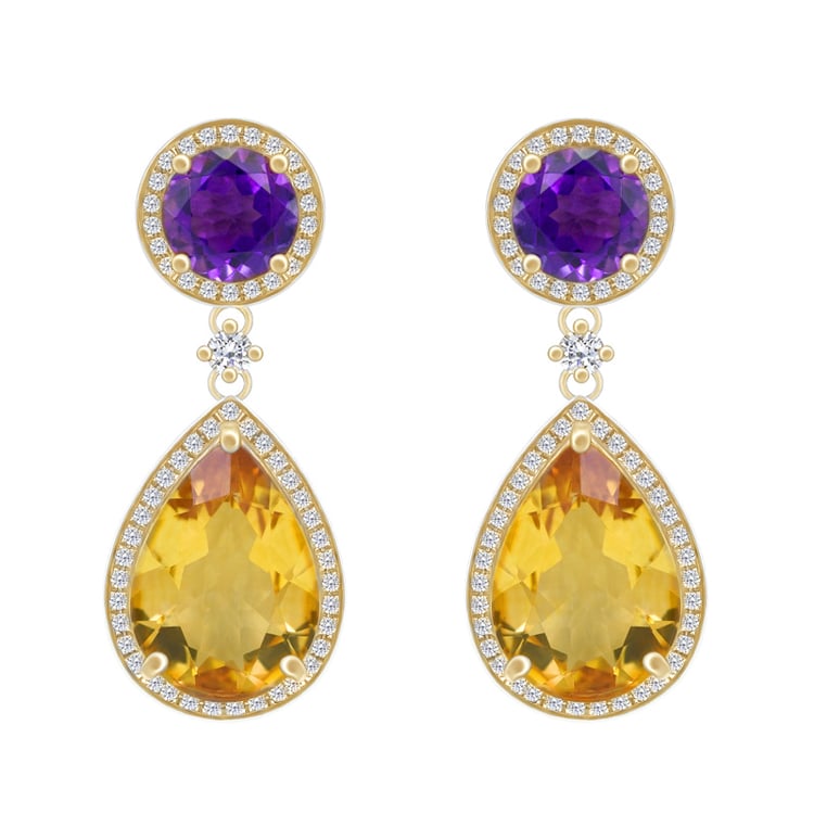 Ametystové náušnice s citríny 51736