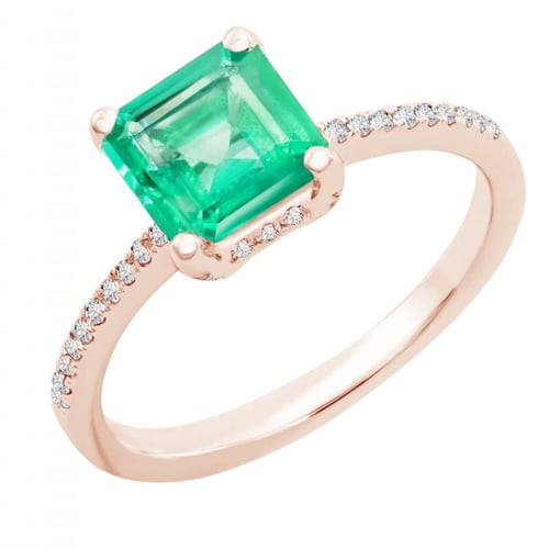 Prsten s princess smaragdem a diamanty Kip