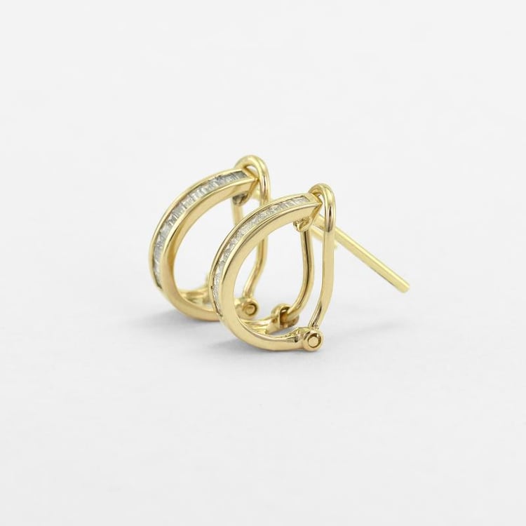 Náušnice s baguette diamanty 47243