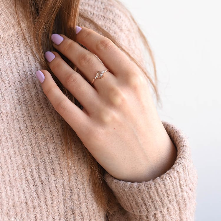 Zlatý prsten s champagne diamantem a ČGL diamanty 78249