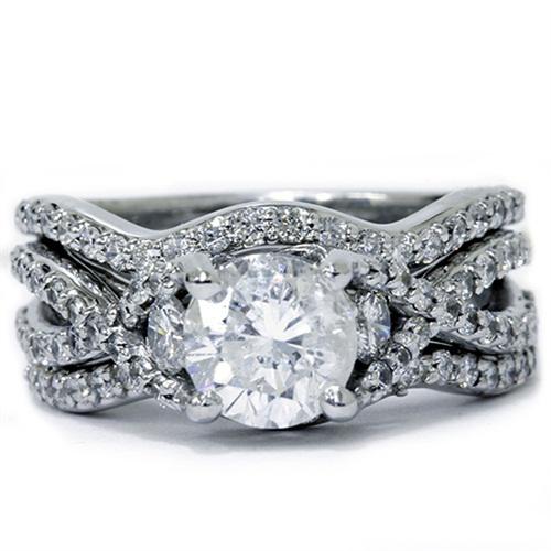 Přepychový set zásnubního a snubního diamantového prstenu Corinne