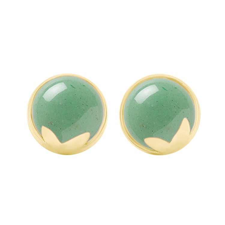 Zlaté náušnice s cabochon avanturíny