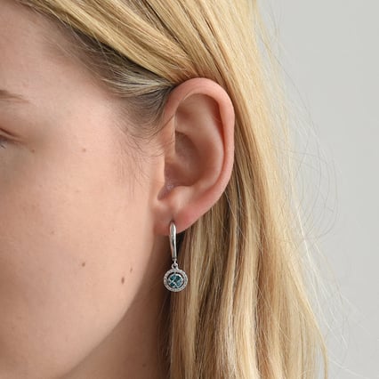 Zlaté náušnice s modrými topazy a diamanty Macy