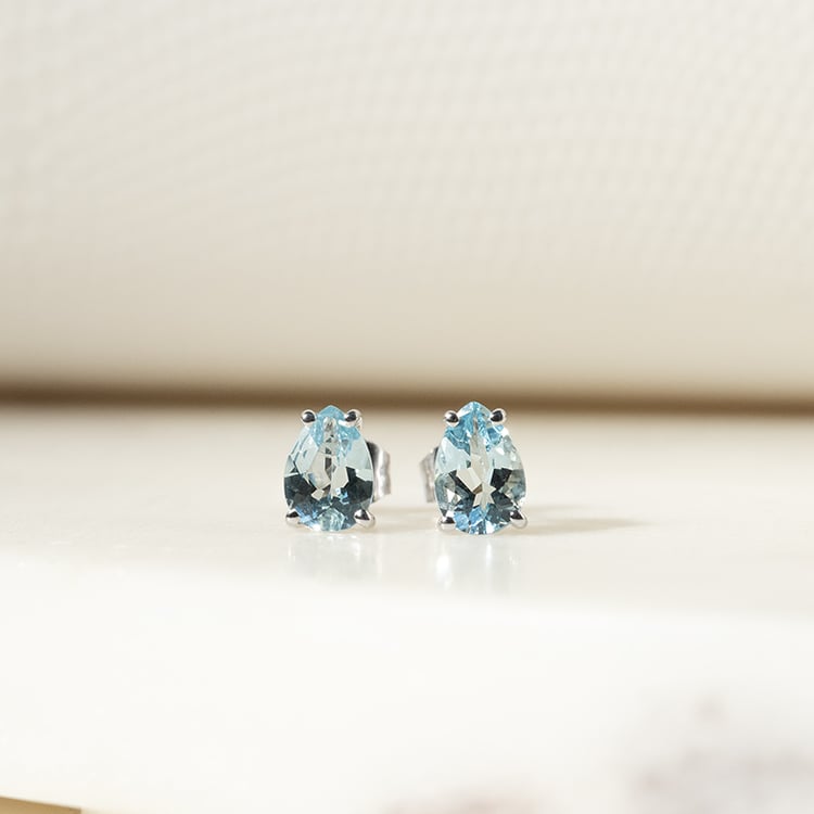 Zlaté náušnice s akvamarínovými slzami Reata 135110