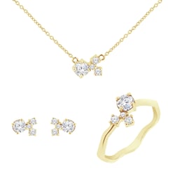 Stříbrná cluster kolekce šperků s moissanity a lab-grown diamanty Halli