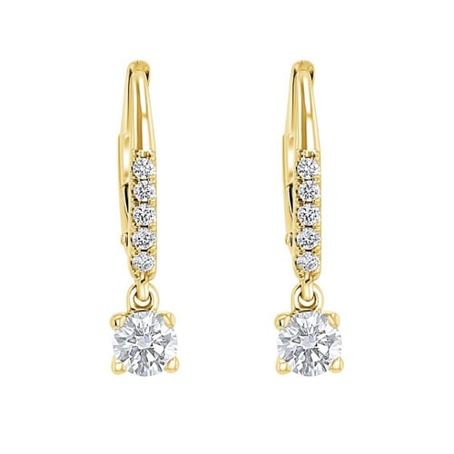 Zlaté visací náušnice s 0.2ct lab-grown diamantem Sumaya